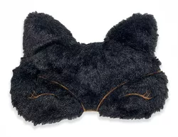 Schlafmaske - Schwarze Flauschige Katze