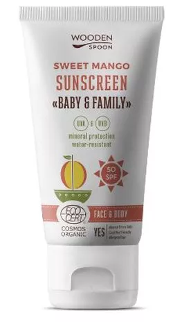Sonnencreme für den Körper Mango Baby & Family LSF 50 WoodenSpoon – 150 ml