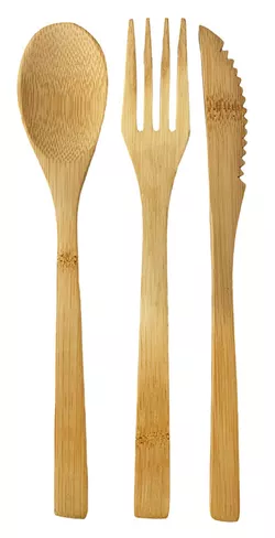 Bambusbesteck - Löffel, Messer, Gabel 20 cm
